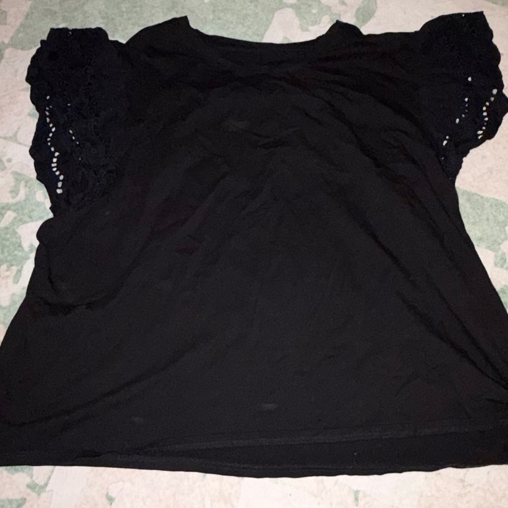 Elegant Black Lace Sleeve Top
